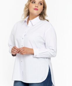 YOEK Blouse met knopen POPLIN STRETCH | Wit | Maat 38/40