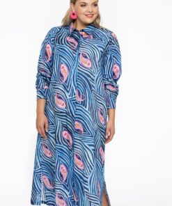 YOEK Blouse lang PAISLEY | Blauw | Maat 54/56
