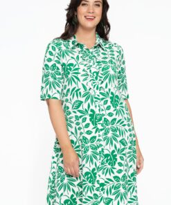 YOEK Blouse-jurk met ruches MYKONOS | Groen | Maat 38/40