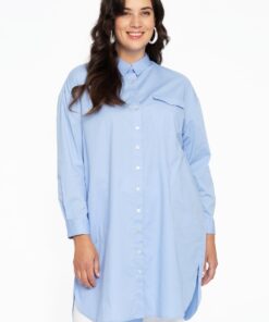 YOEK Blouse-jurk POPLIN STRETCH | Lichtblauw | Maat 42/44