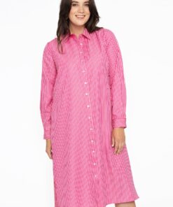 YOEK Blouse-jurk lang SMALL STRIPE | Roze | Maat 42/44