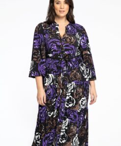 YOEK Jurk met pofmouw ROSY | Zwart | Maat 42/44