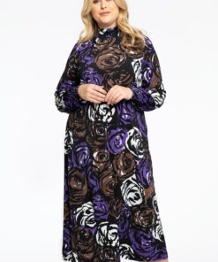 YOEK Jurk met gesmokte hals ROSY | Zwart | Maat 54/56