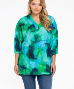 YOEK Tuniek V-hals | Grote maten tuniek | Groen | Maat 38/40