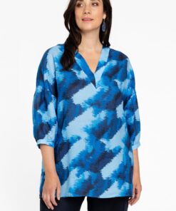 YOEK Tuniek v-hals | Grote maten tuniek | Blauw | Maat 50/52