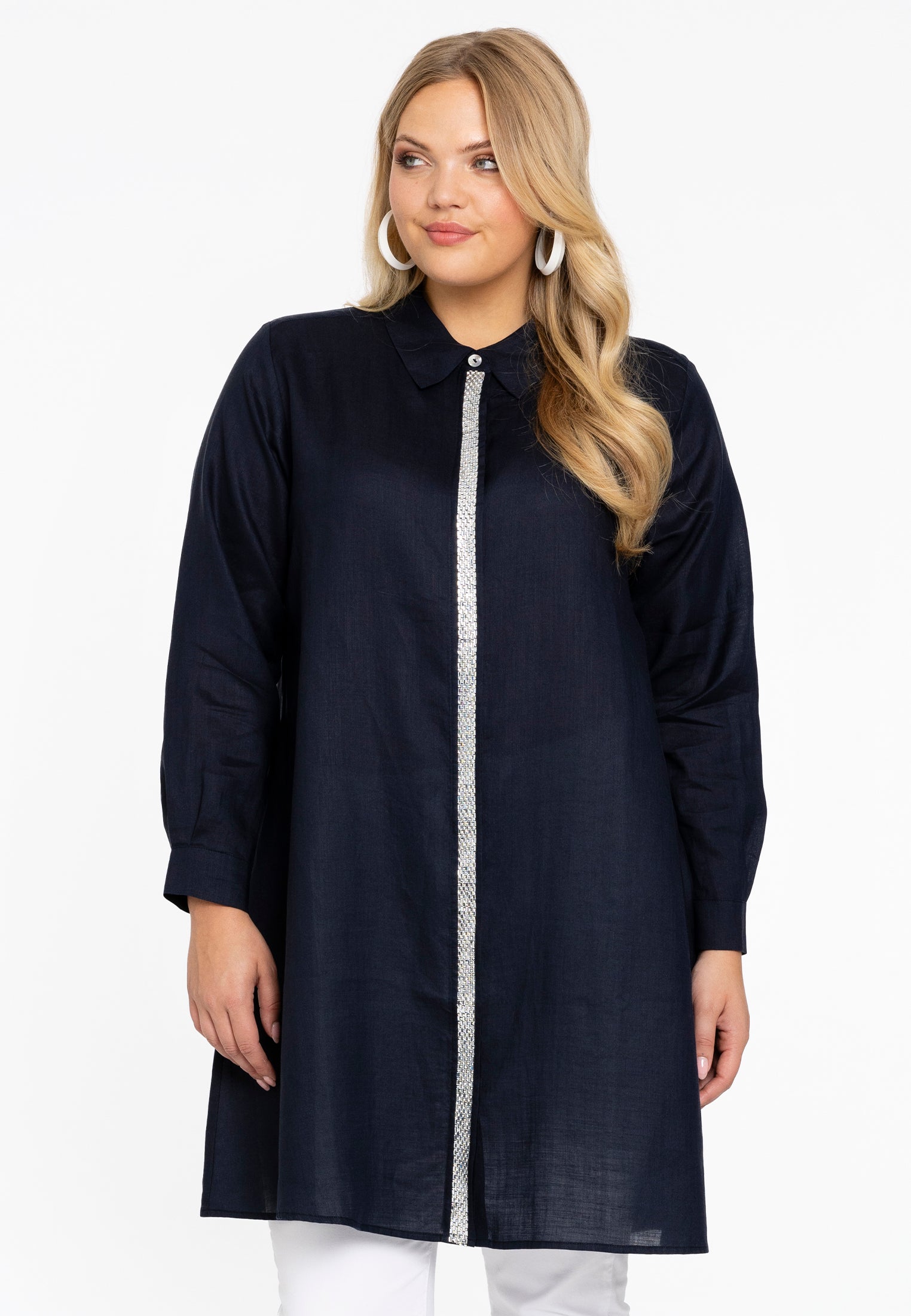 YOEK Blouse tape | Blauw | Maat 46/48