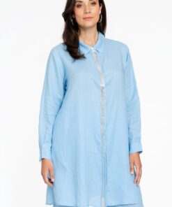 YOEK Blouse tape | Lichtblauw | Maat 42/44