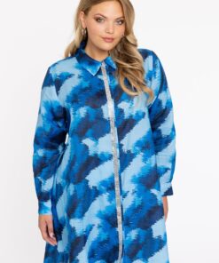 YOEK Blouse tape | Blauw | Maat 54/56