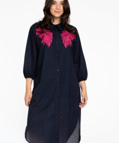 YOEK Jurk met borduursel SOFT | Blauw | Maat 58/60