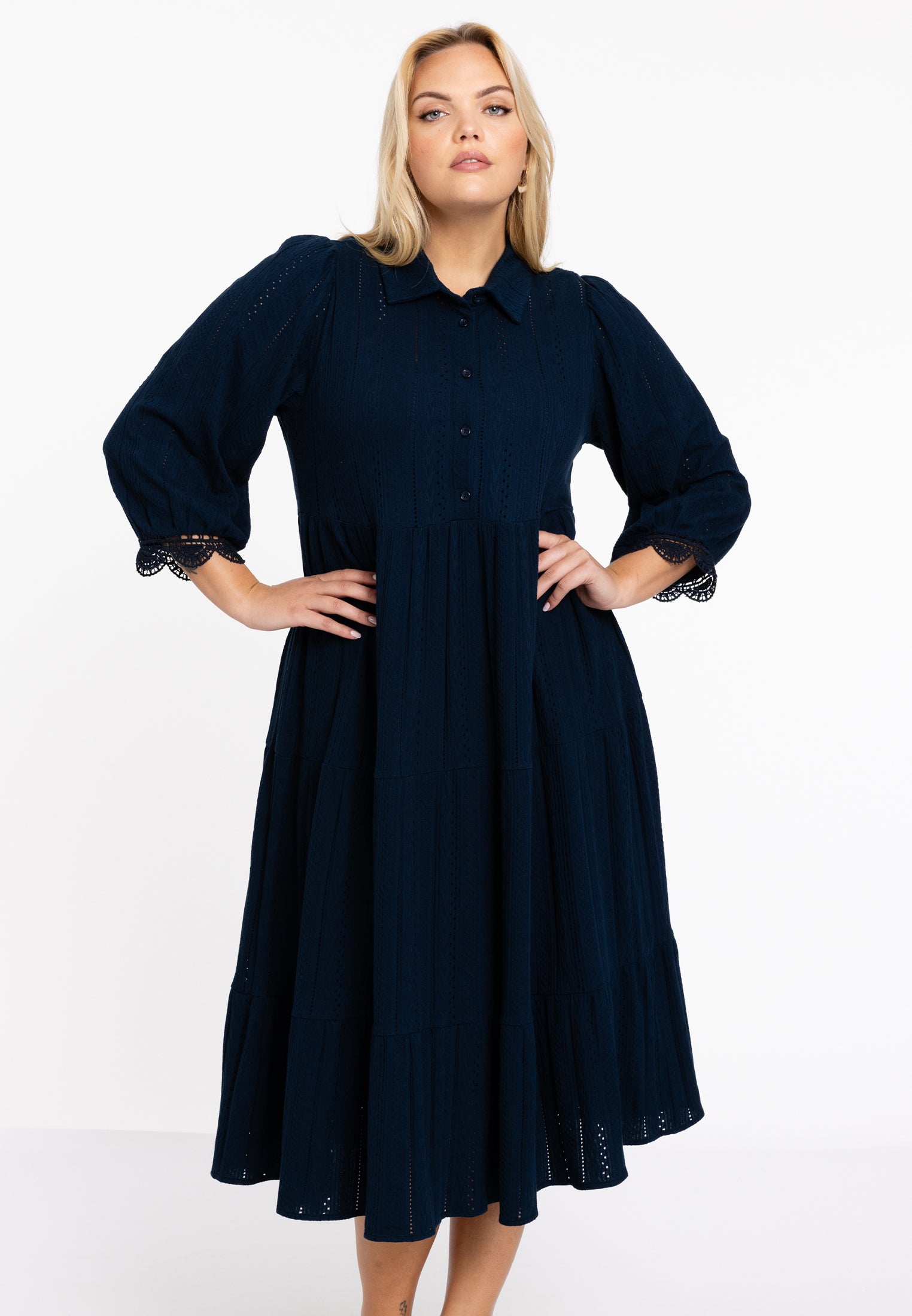 YOEK Jurk WAVE | Blauw | Maat 42/44