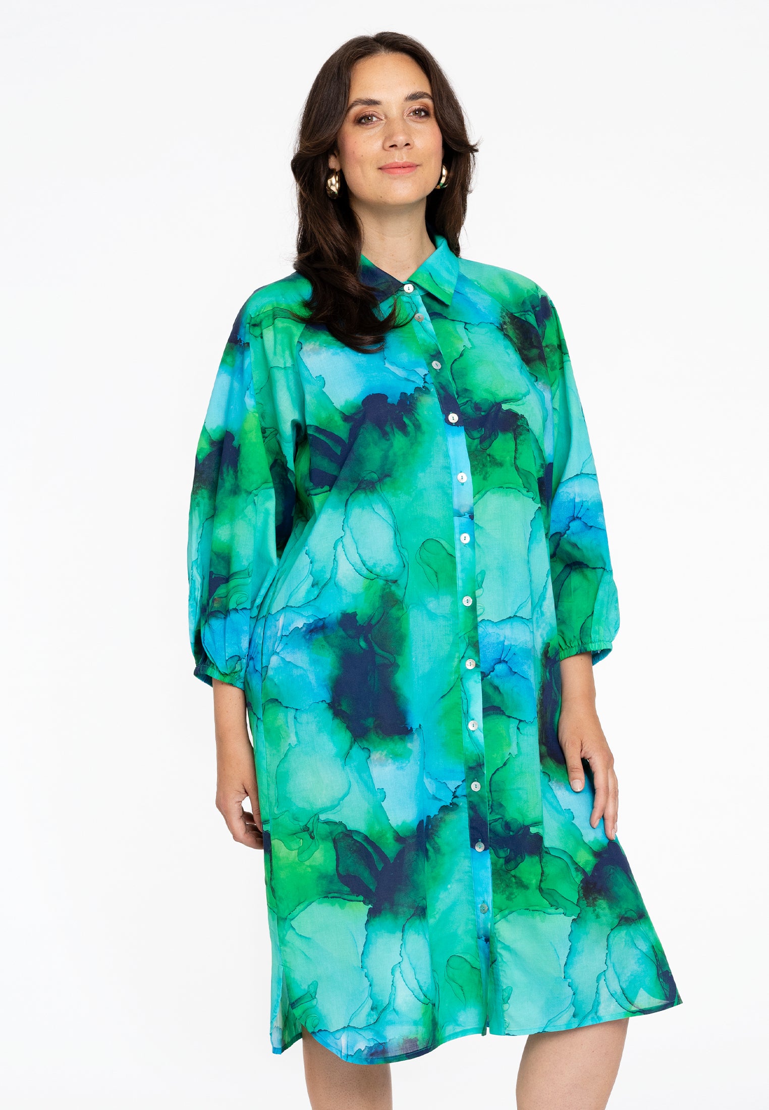 YOEK Blouse jurk | Groen | Maat 42/44