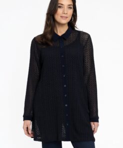 YOEK Blouse PLISSE | Blauw | Maat 54/56