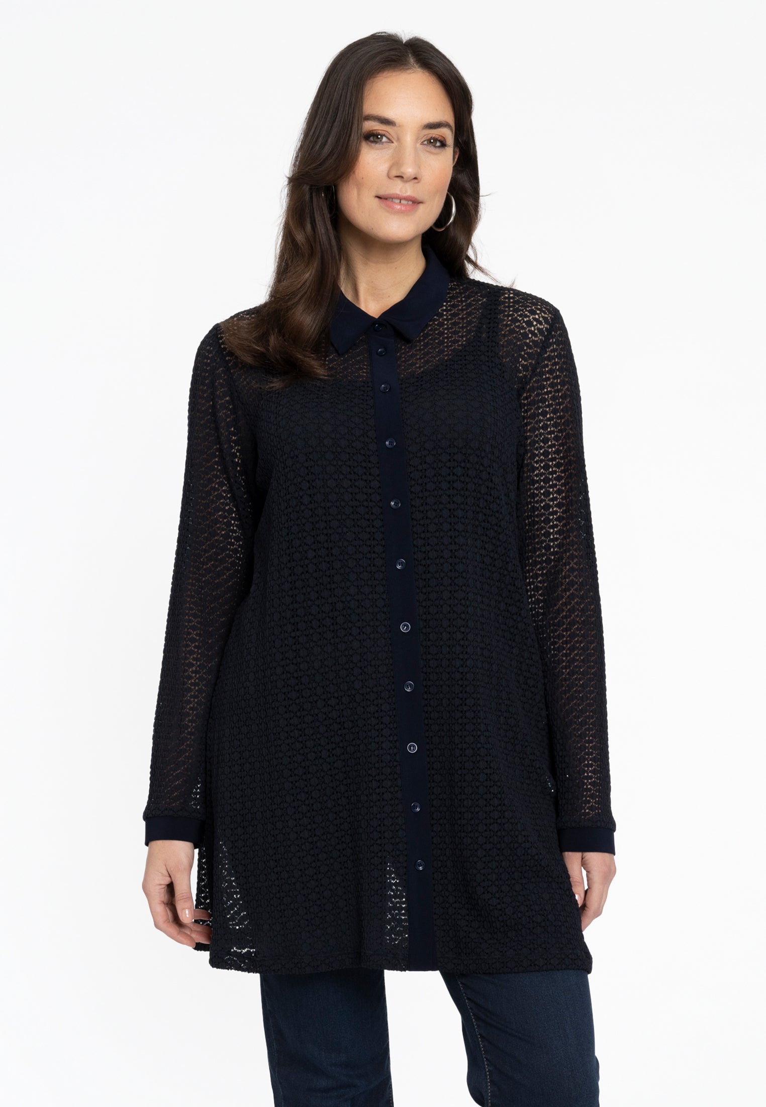 YOEK Blouse PLISSE | Blauw | Maat 54/56