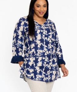YOEK Tuniek Flare TESSA | Grote maten tuniek | Blauw | Maat 54/56