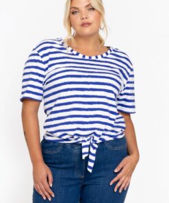 YOEK T-shirt met knoop RIVIERA | Blauw | Maat 54/56