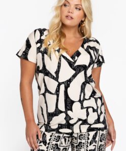 YOEK T-shirt met V-hals LINI | Beige | Maat 42/44