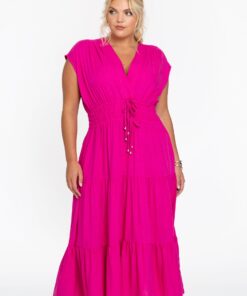 YOEK Lange jurk MIX | Roze | Maat 38/40