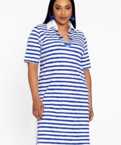 YOEK Polo-jurk RIVIERA | Blauw | Maat 54/56