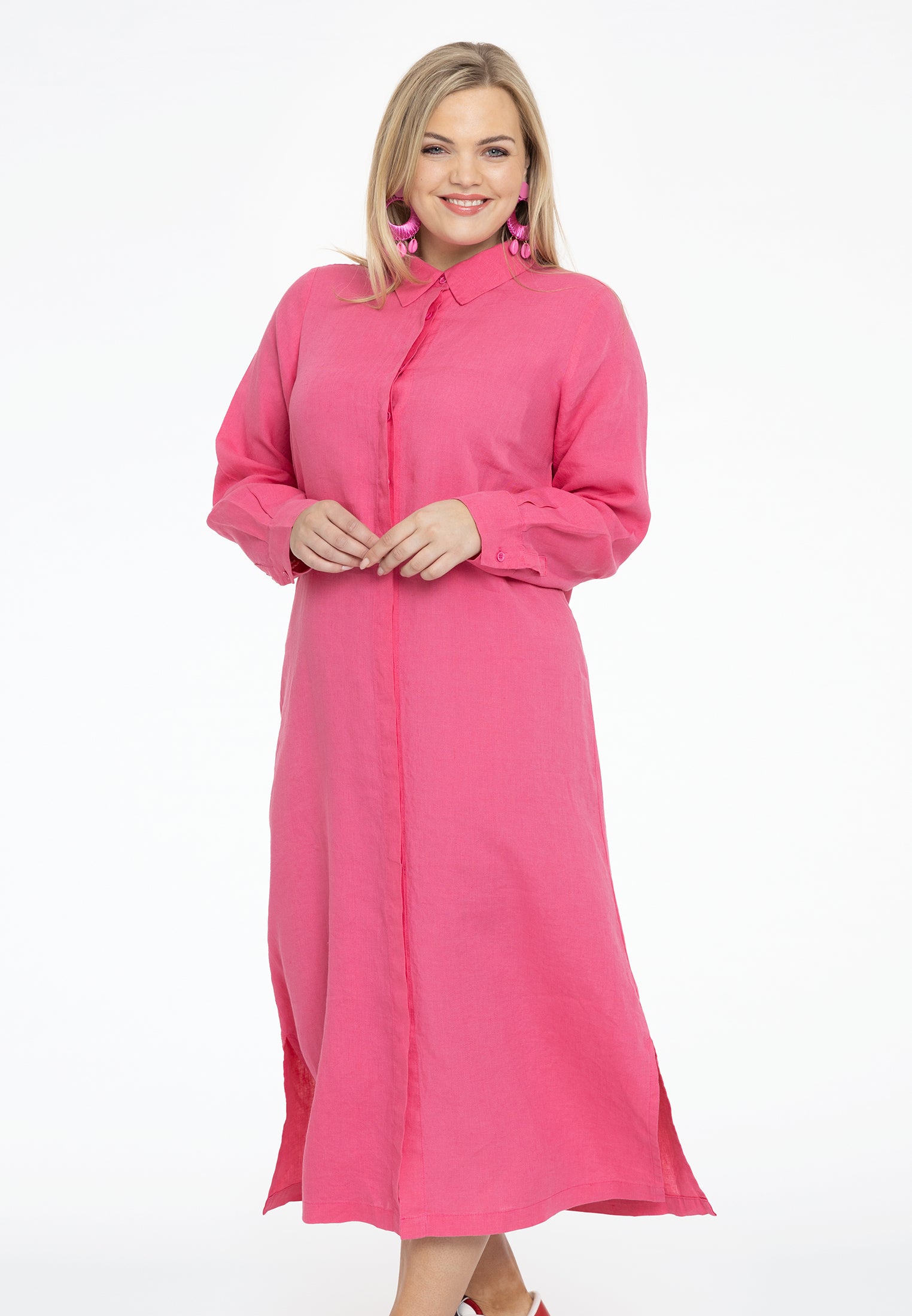 YOEK Blouse lang met 3/4 mouwen | Roze | Maat 38/40